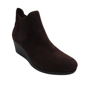 Crocs Leigh Brown Suede Wedge Heel Chelsea Ankle Boots Womens 10.5